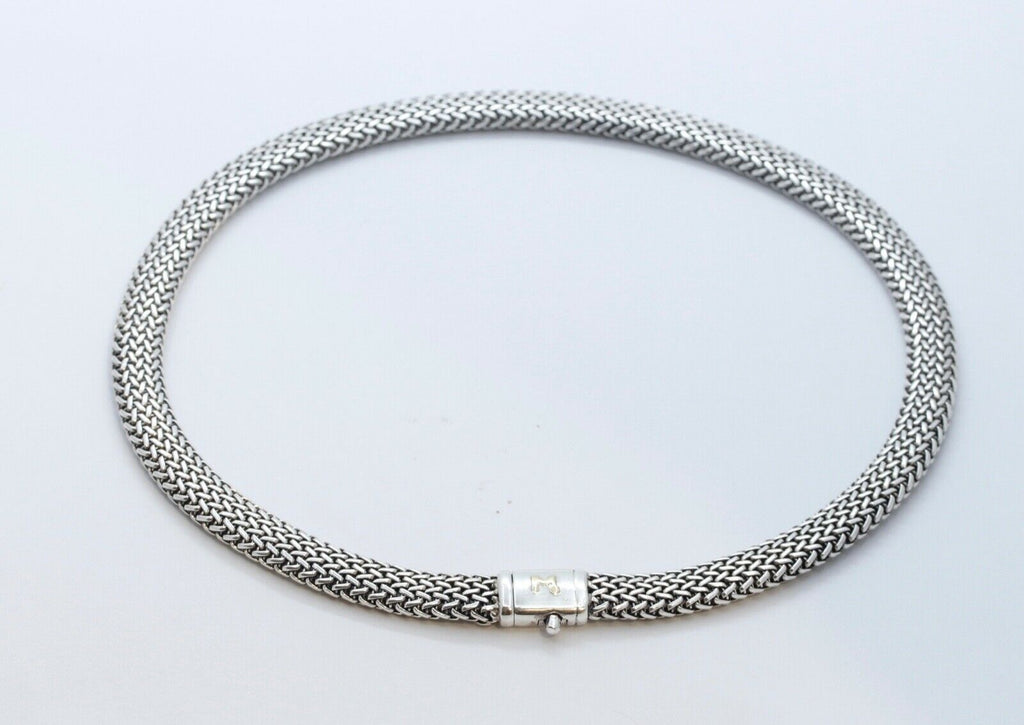 Vintage Flli Menegatti 18K 925 Sterling Silver Woven Choker Necklace