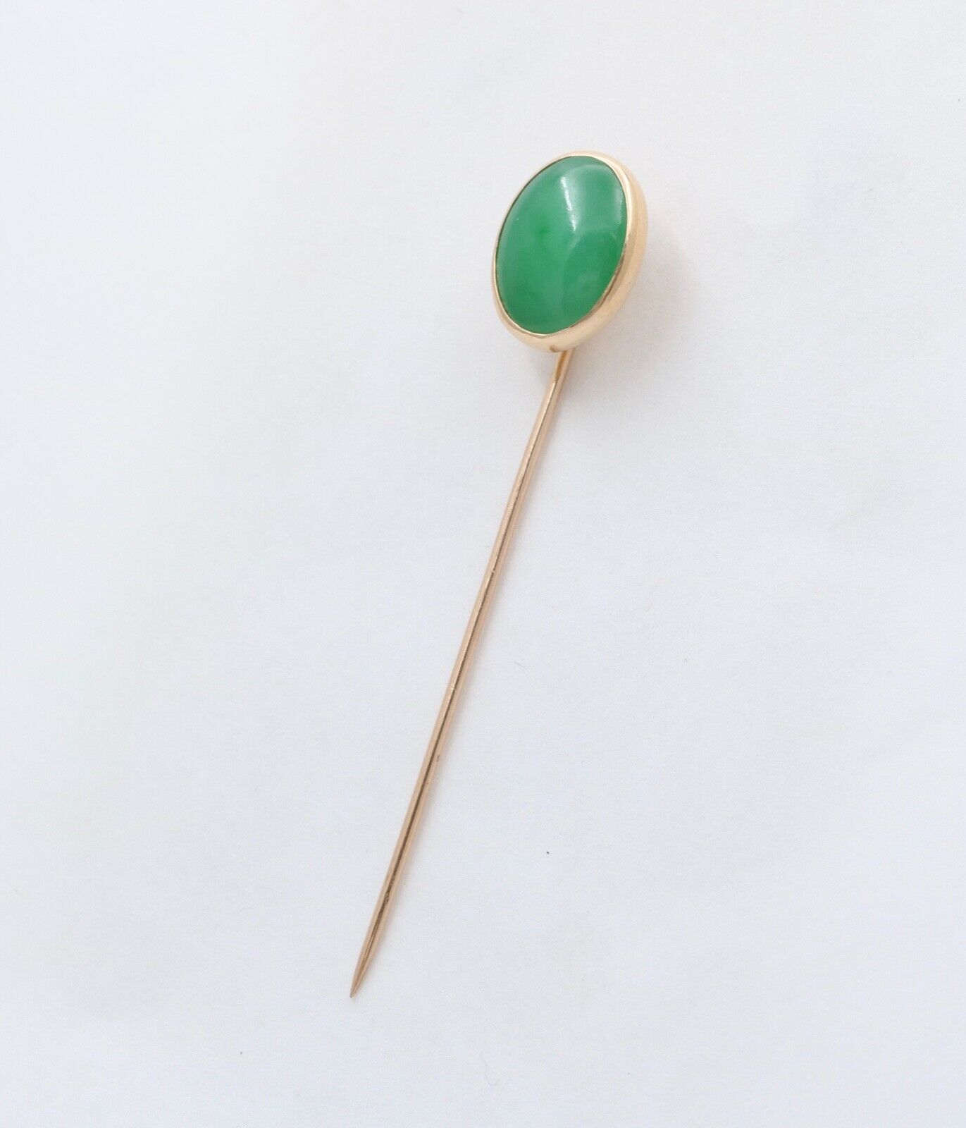 Vintage Jade 14K Yellow Gold Stick Pin