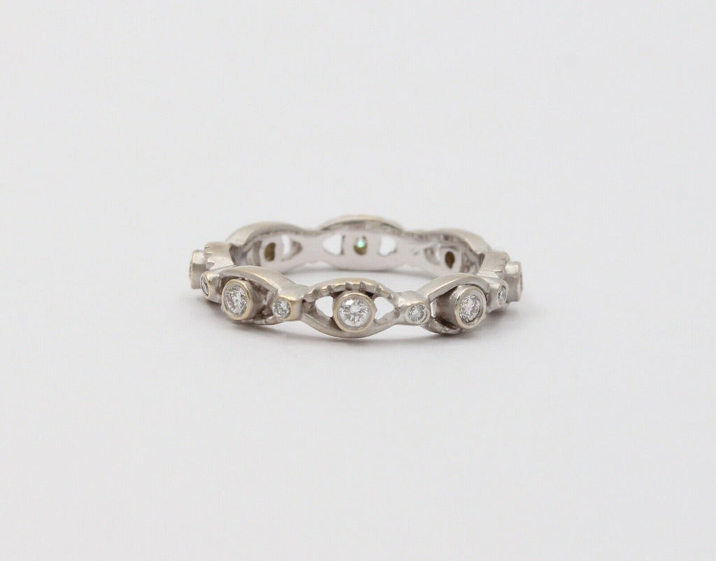 Vintage Infinity Diamond 18K White Gold Eternity Band