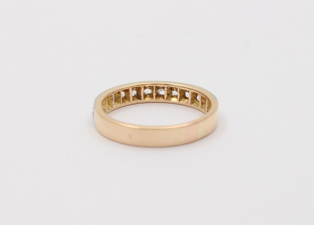 French Antique Rose Cut Diamonds 18K Yellow White Gold Wedding Band