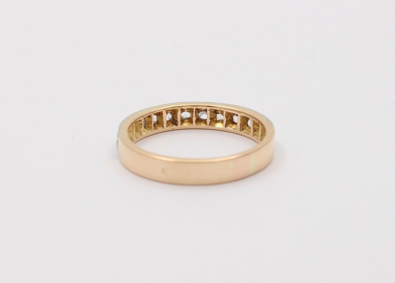 French Antique Rose Cut Diamonds 18K Yellow White Gold Wedding Band