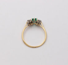 Load image into Gallery viewer, Vintage 18K Yellow Gold Emerald and Diamond Ring, Stacking Ring
