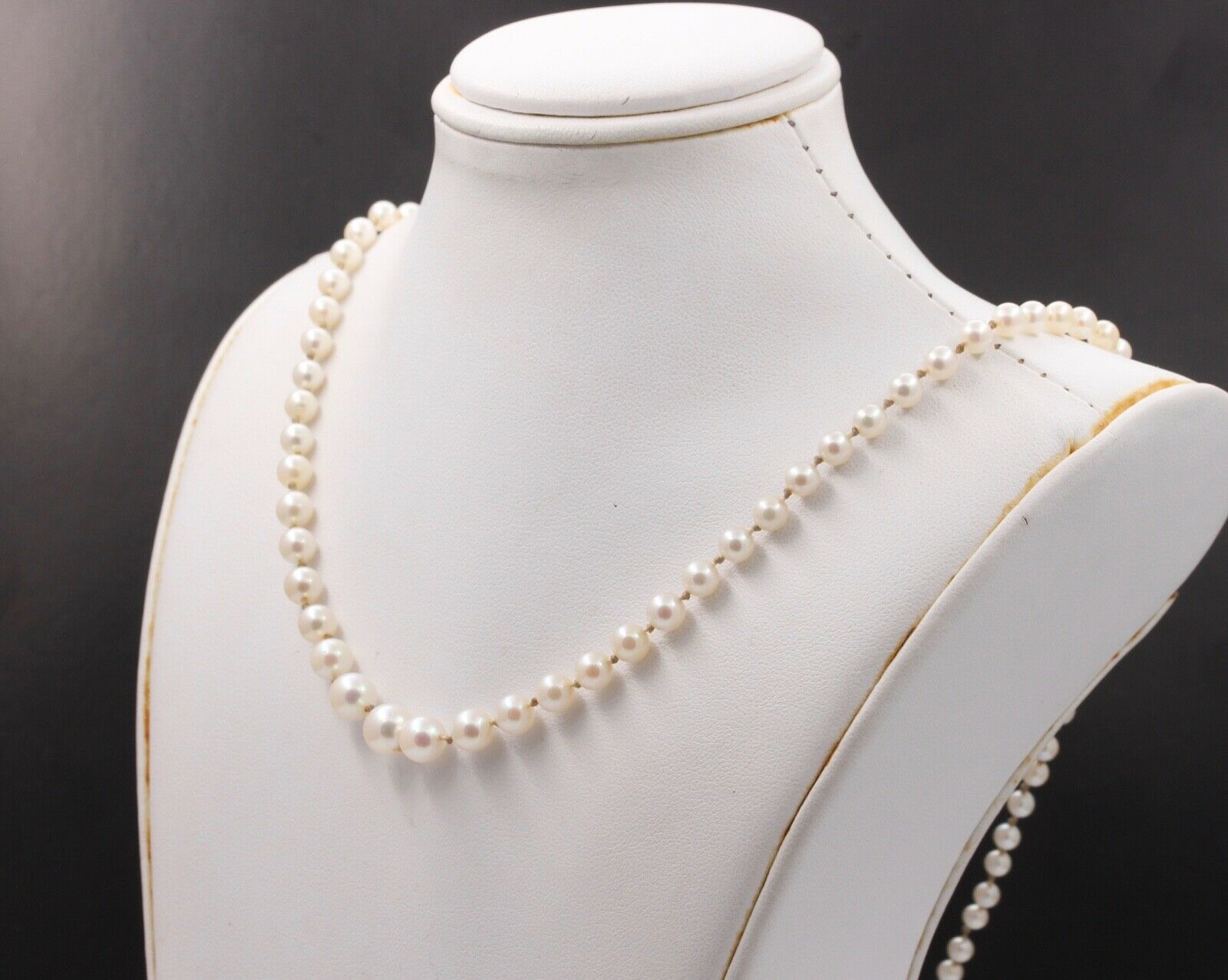 Vintage Akoya Pearls 14K White Gold Catch Necklace