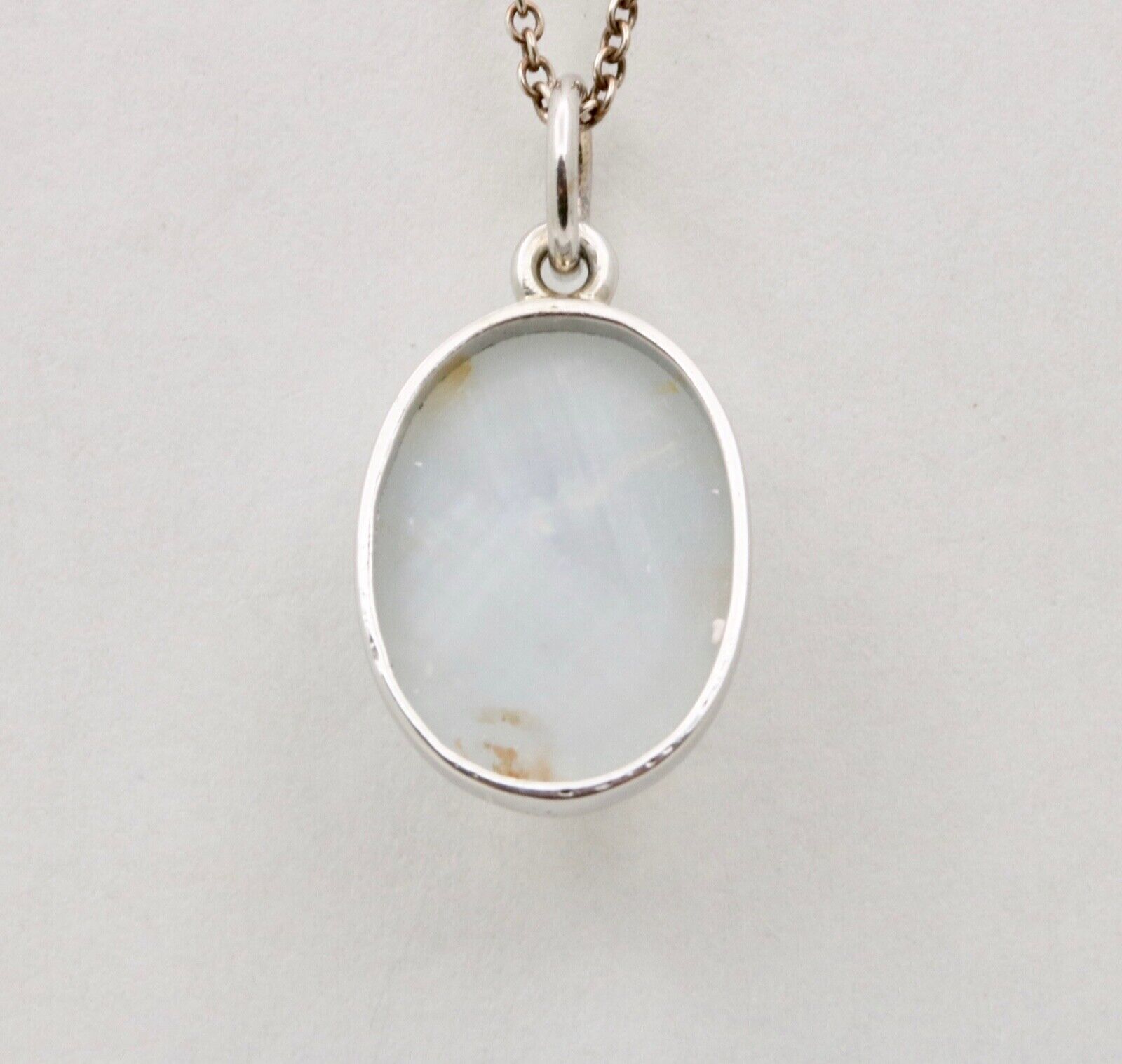 Vintage Cabochon Star Sapphire 14K White Gold Charm Pendant.