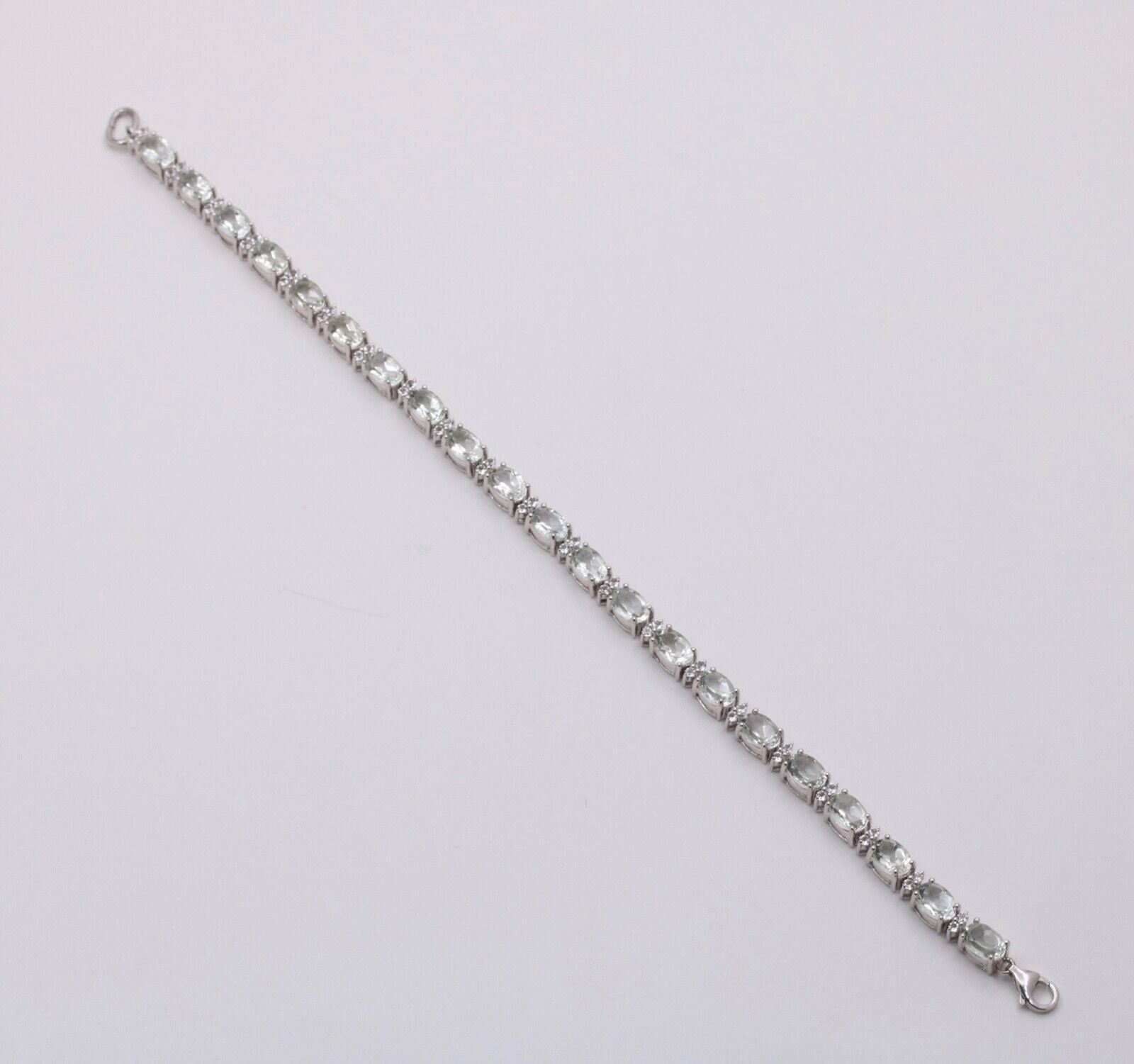 Vintage Green Quartz Sterling Silver Link Bracelet