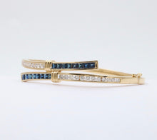 Load image into Gallery viewer, Vintage Sapphires Diamonds 18K Yellow Gold Bangle Bracelet
