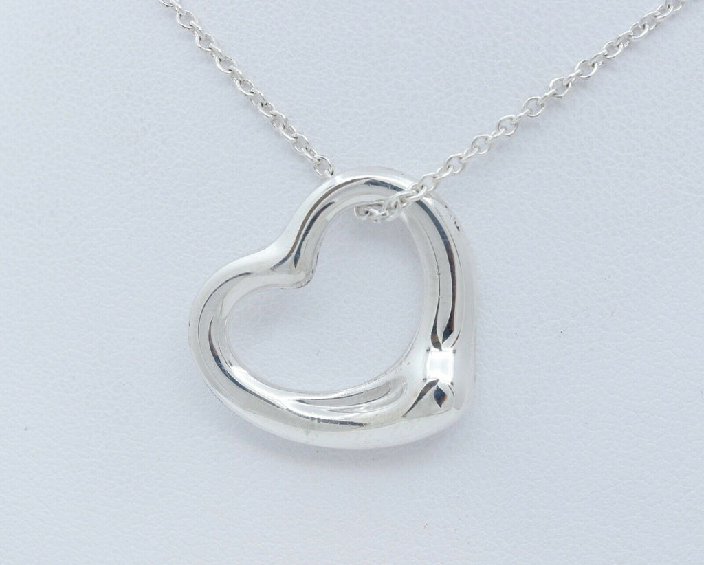 Tiffany and Co Elsa Peretti Spain 925 Floating Heart and Chain Pendant