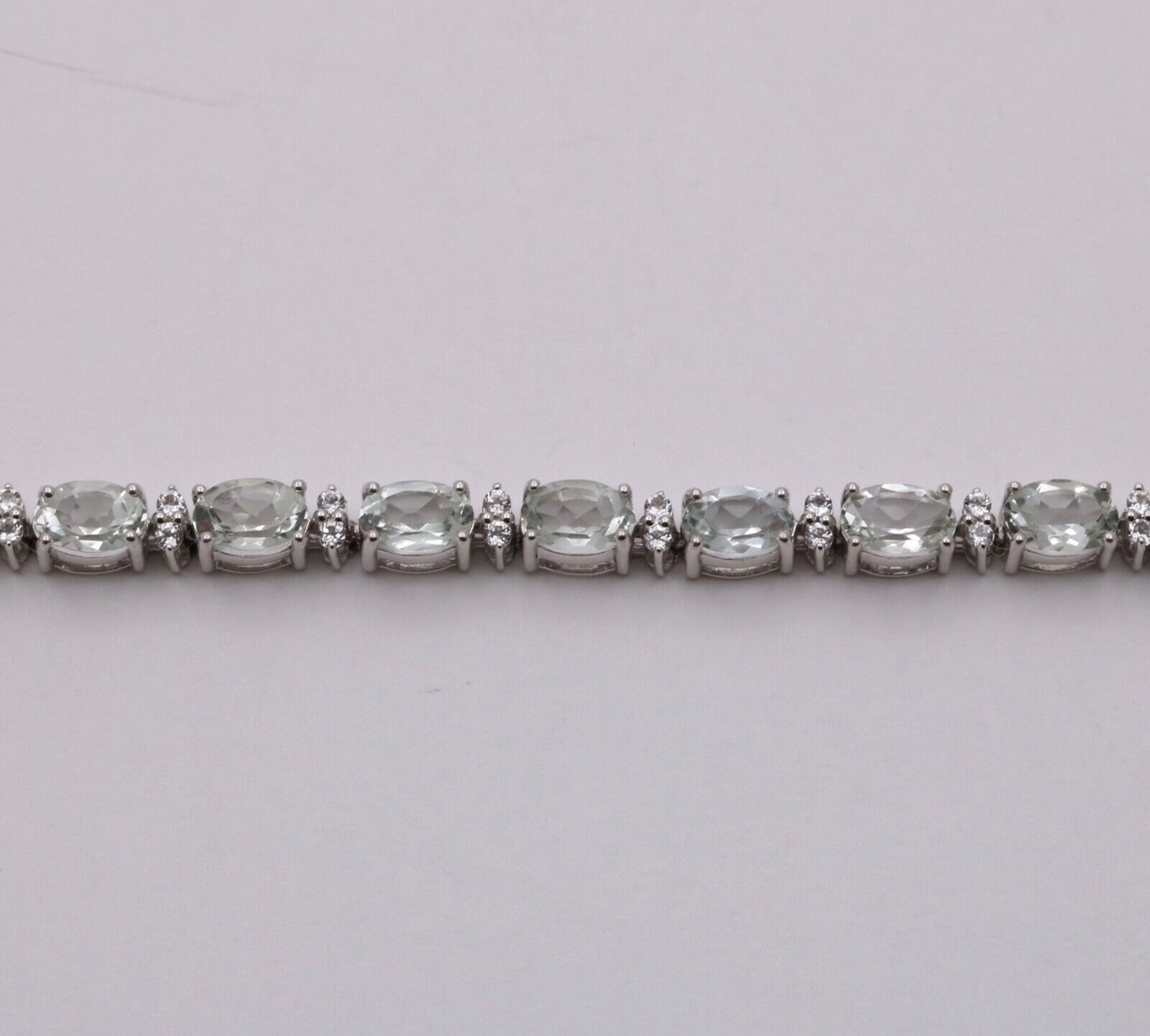 Vintage Green Quartz Sterling Silver Link Bracelet