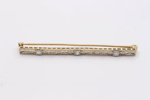 Load image into Gallery viewer, Art Deco 14K White Yellow Gold Diamonds Bar Brooch Pin
