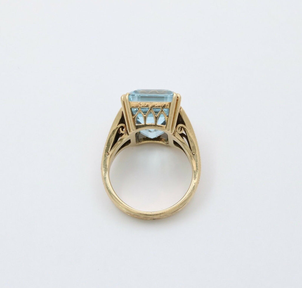 Art Deco Aquamarine 14K Yellow Gold Ring