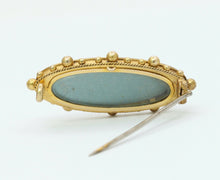 Load image into Gallery viewer, Victorian 15K Yellow Gold Black Onyx Seed Pearls Memorial Brooch
