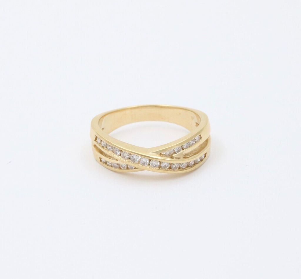 Vintage Crossover Diamonds 14K Yellow Gold Ring