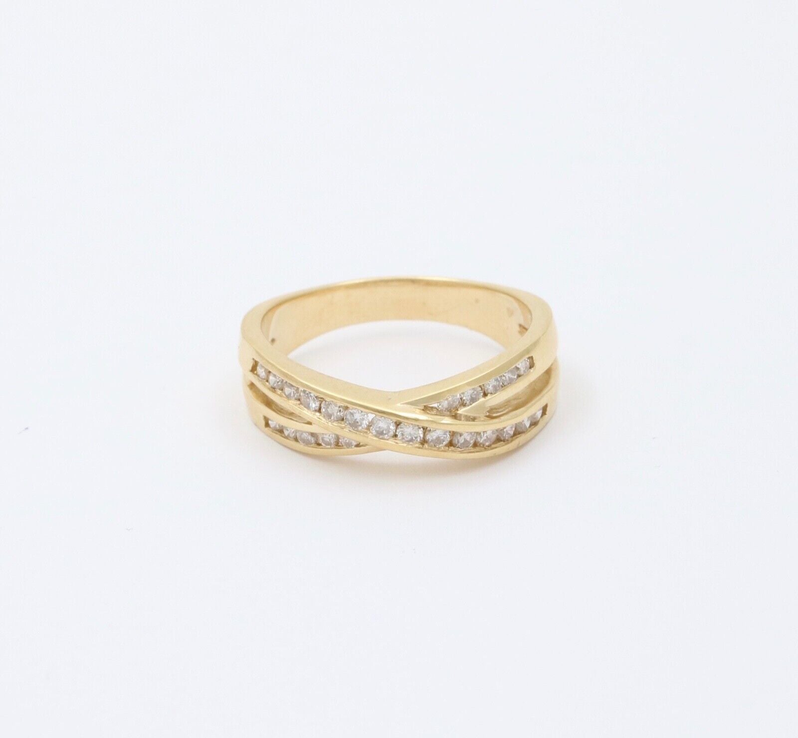 Vintage Crossover Diamonds 14K Yellow Gold Ring