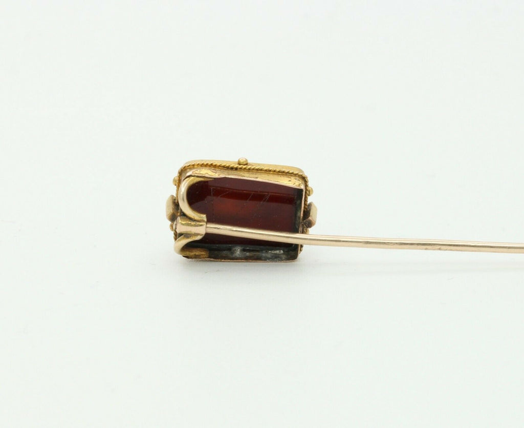 Vintage 10K Yellow Gold Sard Intaglio Stick Pin