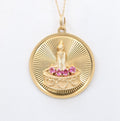 Vintage 14K Yellow Gold Happy Birthday Pendant Rubies Enamel
