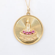 Load image into Gallery viewer, Vintage 14K Yellow Gold Happy Birthday Pendant Rubies Enamel
