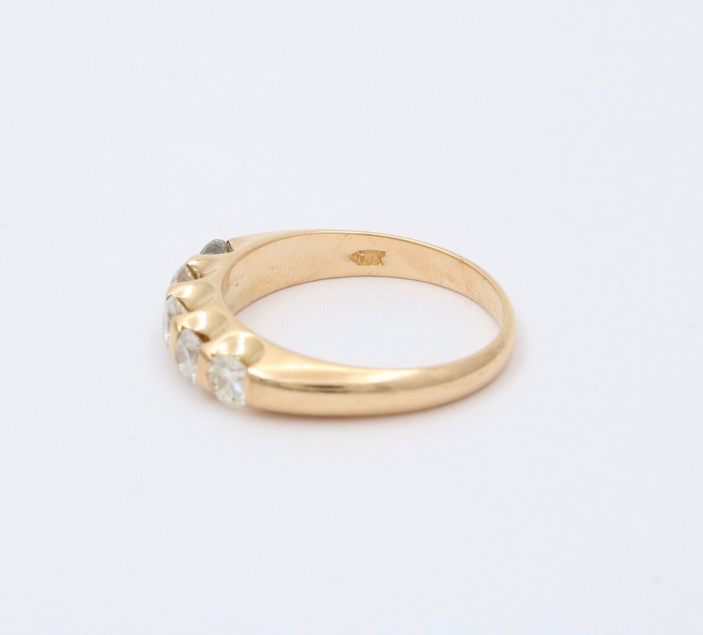 Vintage Five Stone Diamond 18K Gold Ring Band, Wedding Band
