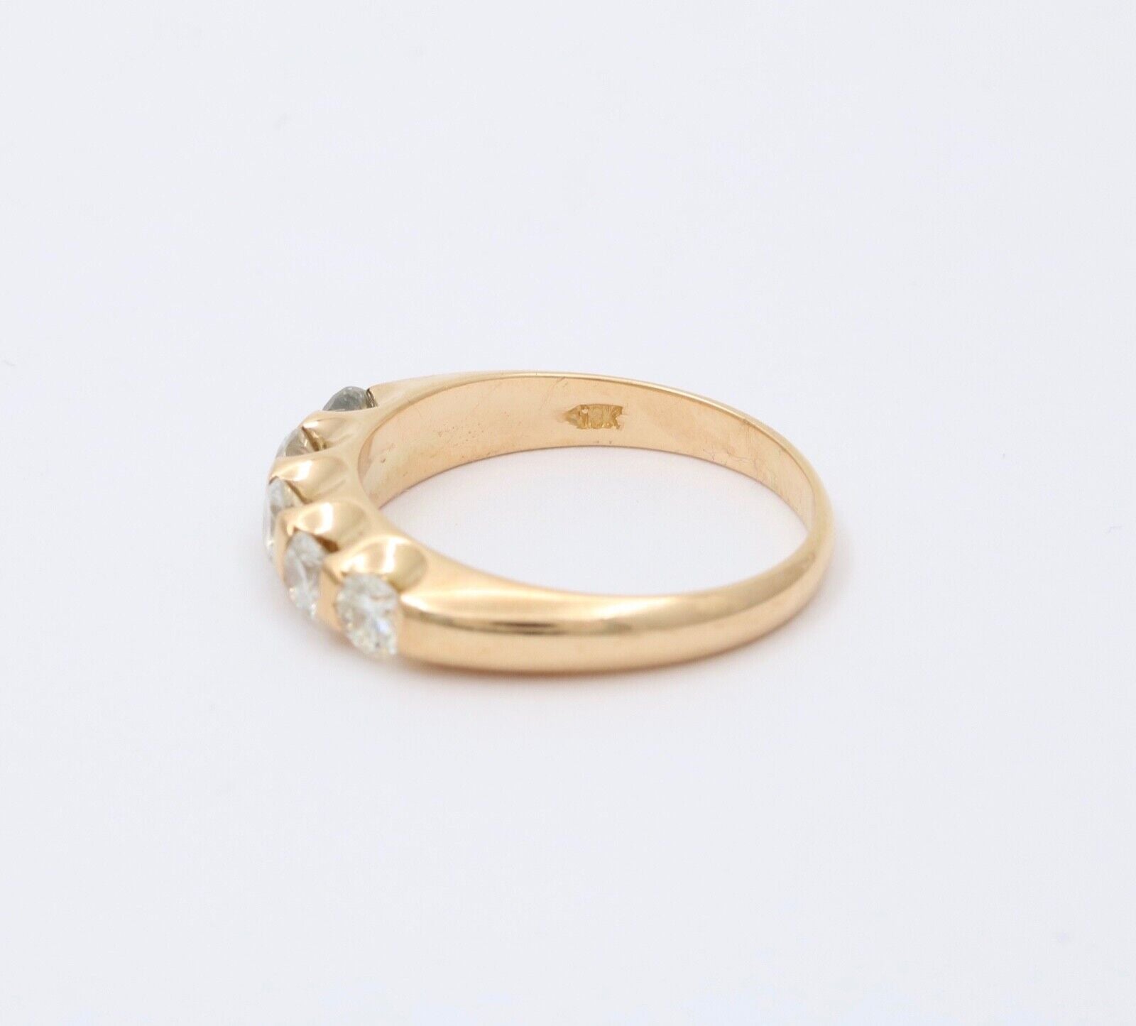 Vintage Five Stone Diamond 18K Gold Ring Band, Wedding Band