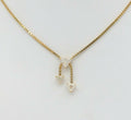 Vintage 18K Yellow Gold Diamond Box Chain Bow Tie Pendant