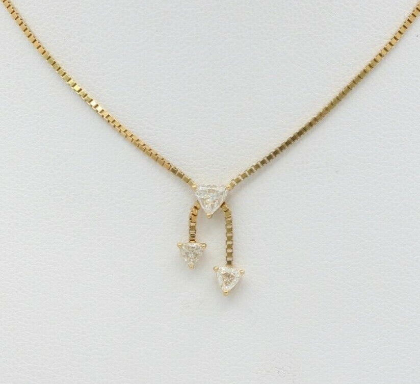 Vintage 18K Yellow Gold Diamond Box Chain Bow Tie Pendant