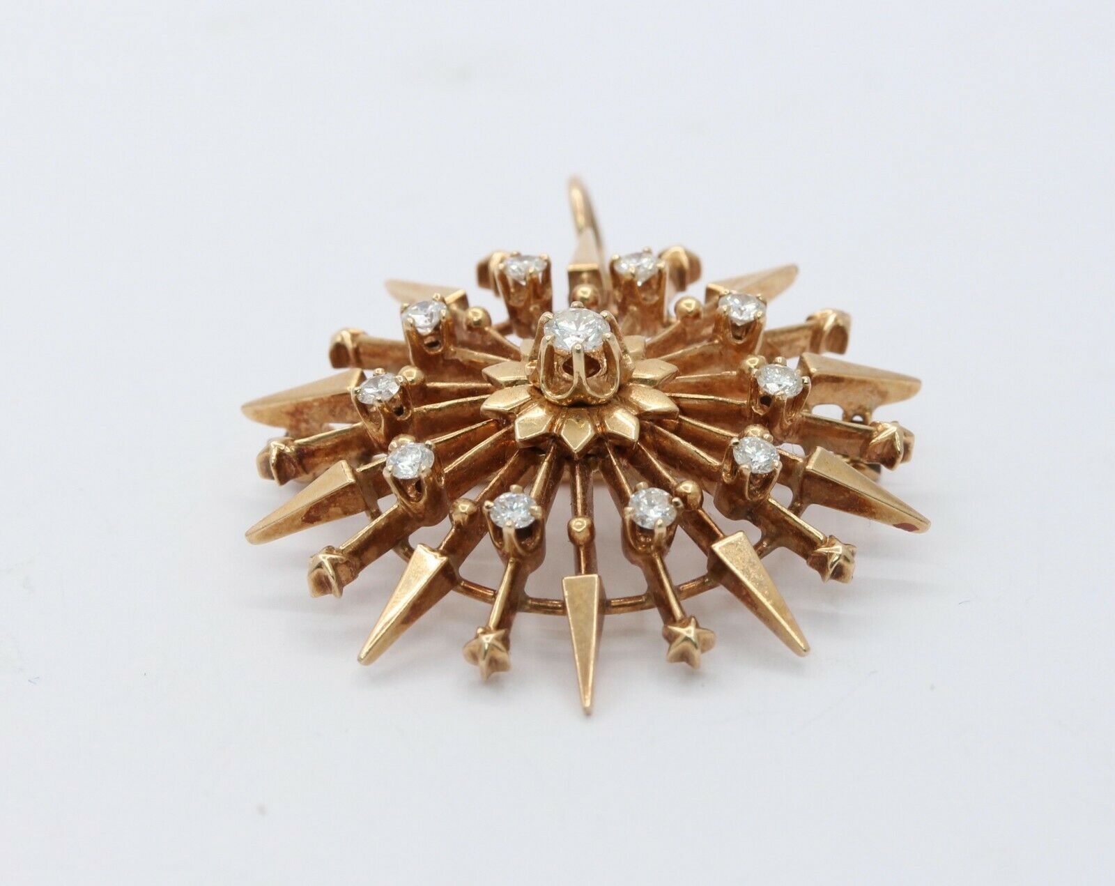 Vintage 14K Yellow Gold Diamond Star Pendant