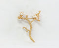 Vintage 14K Yellow Gold Pearl Branch Brooch