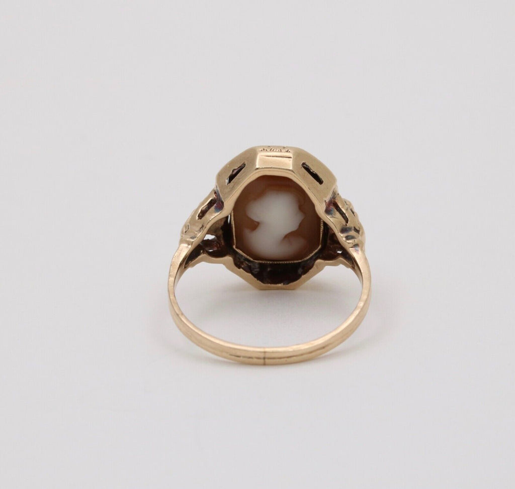 Antique Reversible Cameo and Onyx 10K Yellow Gold Ring