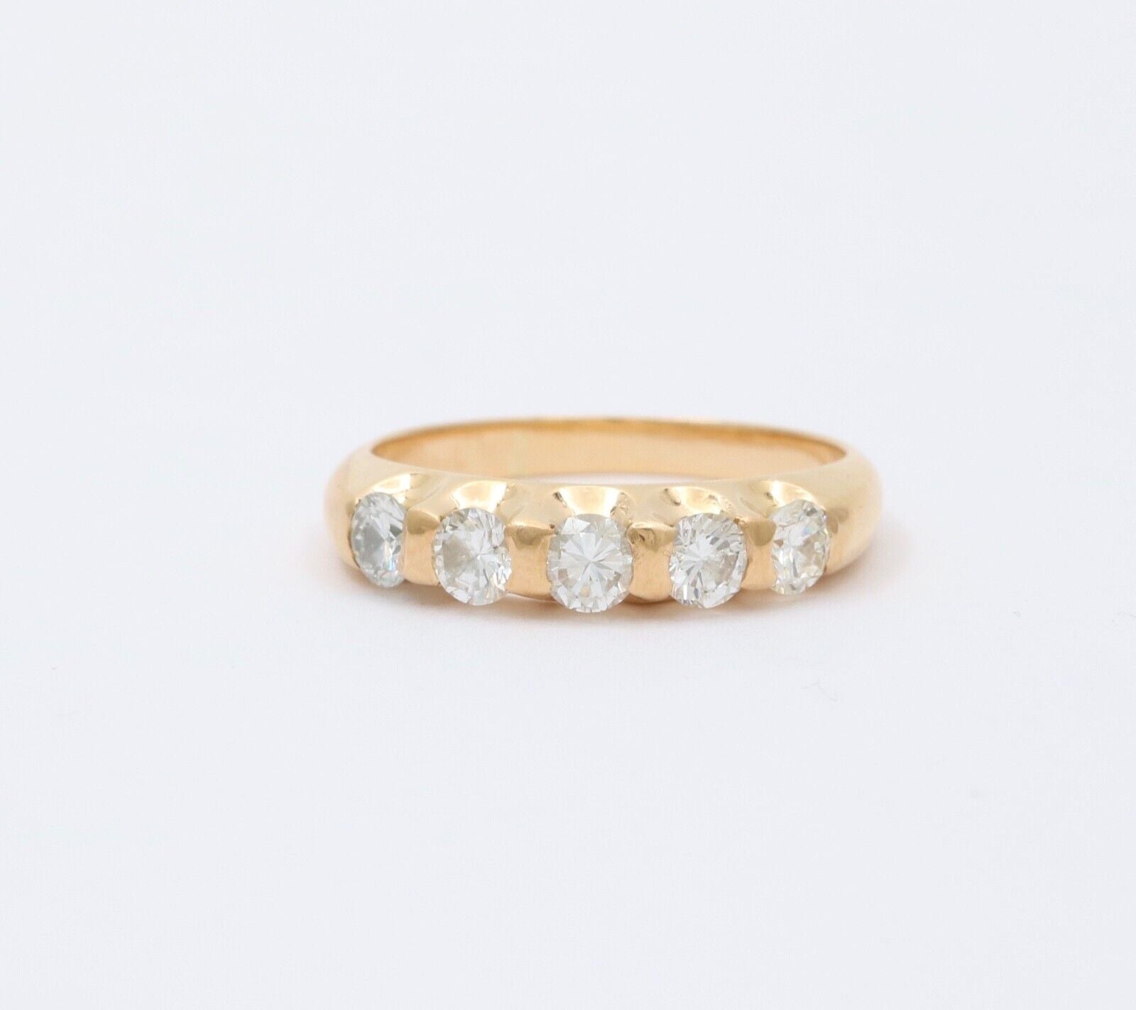 Vintage Five Stone Diamond 18K Gold Ring Band, Wedding Band
