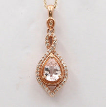 Load image into Gallery viewer, The Beautiful 10K Rose Gold Pear Shape Pink Quartz and Diamond Pendant, Necklace
