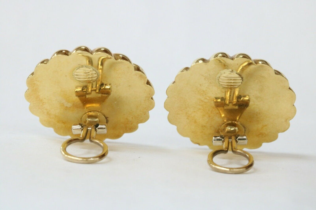 Vintage Diamonds 18K Yellow White Gold Chrysanthemum Flower Earrings