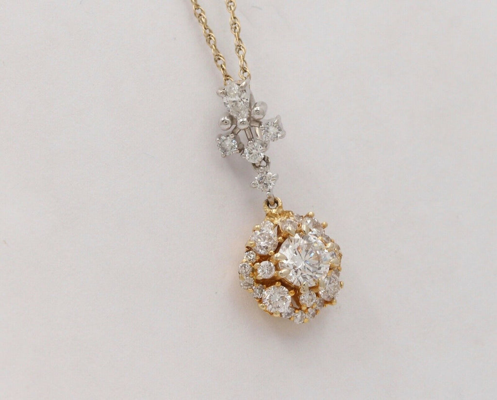 Beautiful Vintage Diamonds 14K Yellow White Gold Pendant