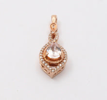 Load image into Gallery viewer, The Beautiful 10K Rose Gold Pear Shape Pink Quartz and Diamond Pendant, Necklace
