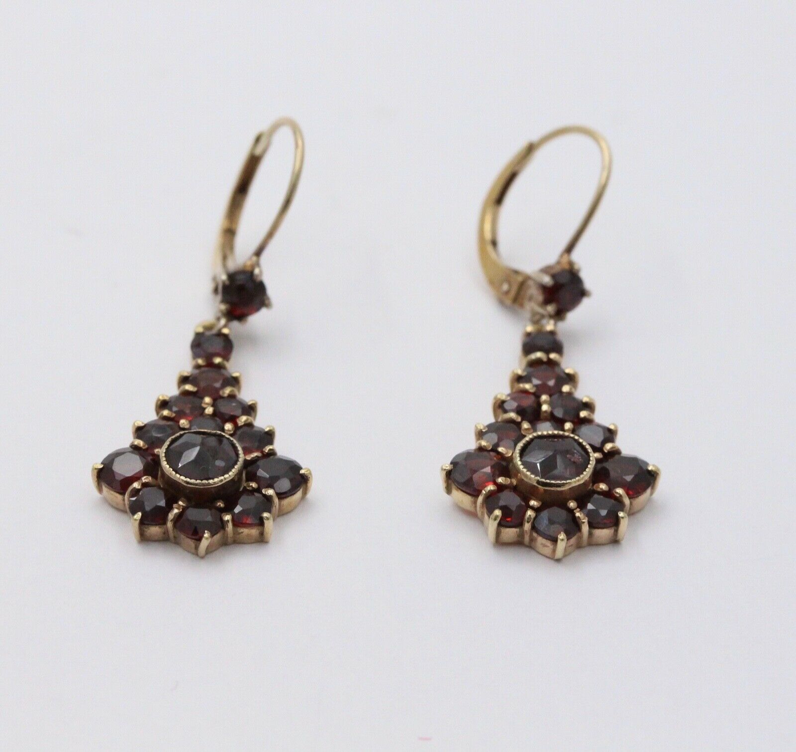 Victorian Revival Gold Filled Garnet Bohemian Ornament Earrings