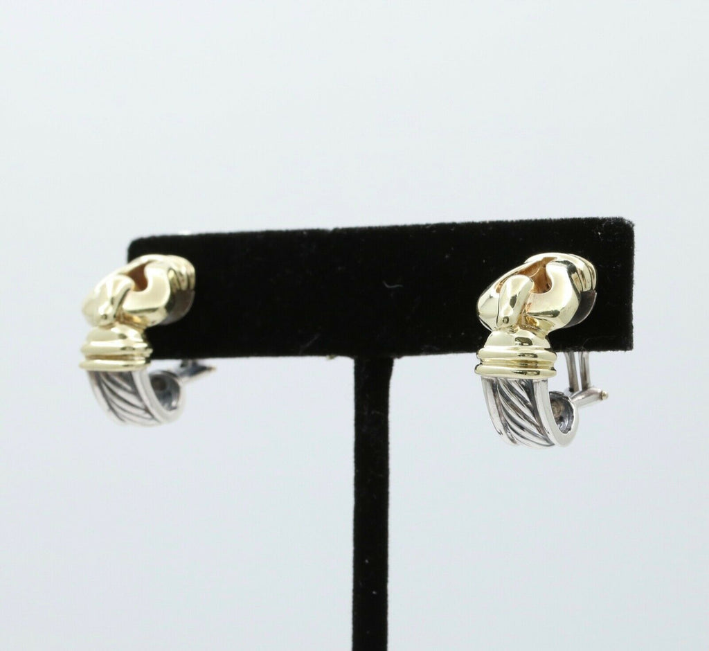 David Yurman Buckle Cable 14K Yellow Gold Sterling Silver Earrings