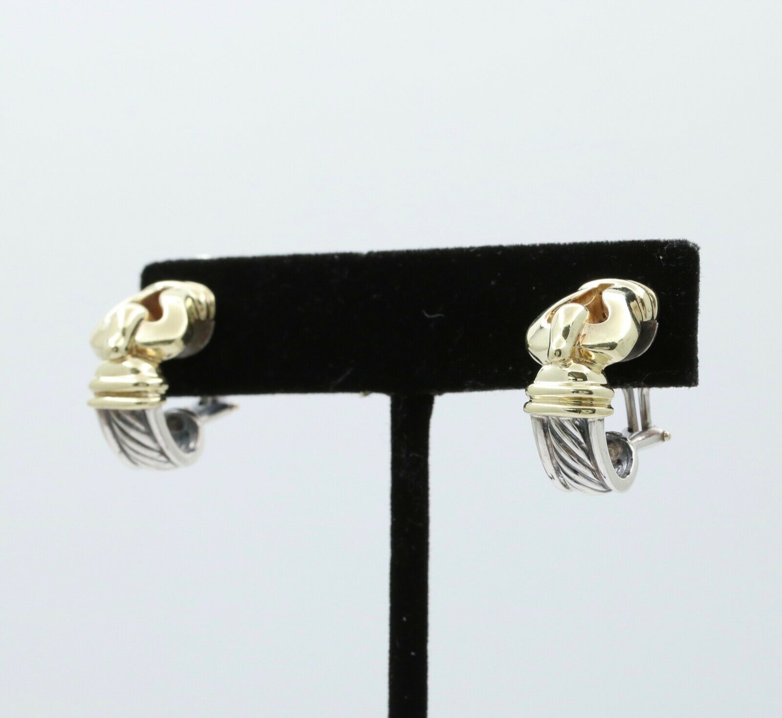 David Yurman Buckle Cable 14K Yellow Gold Sterling Silver Earrings