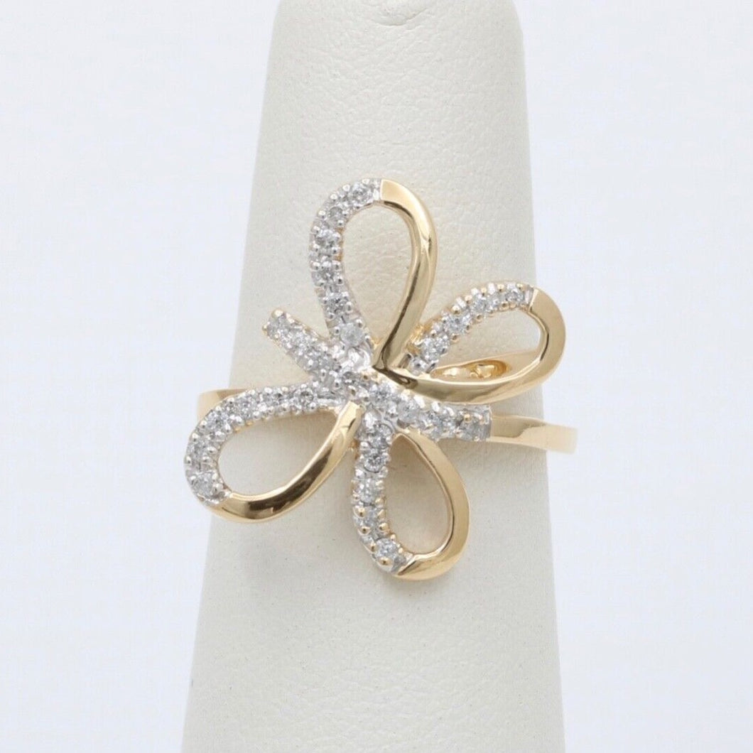 Vintage 14K Gold Diamond Butterfly Ring, Ring