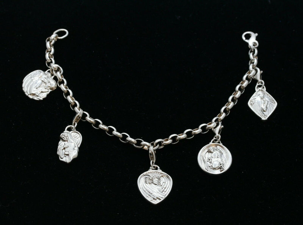 Vintage Sterling Silver Religious Charm Bracelet