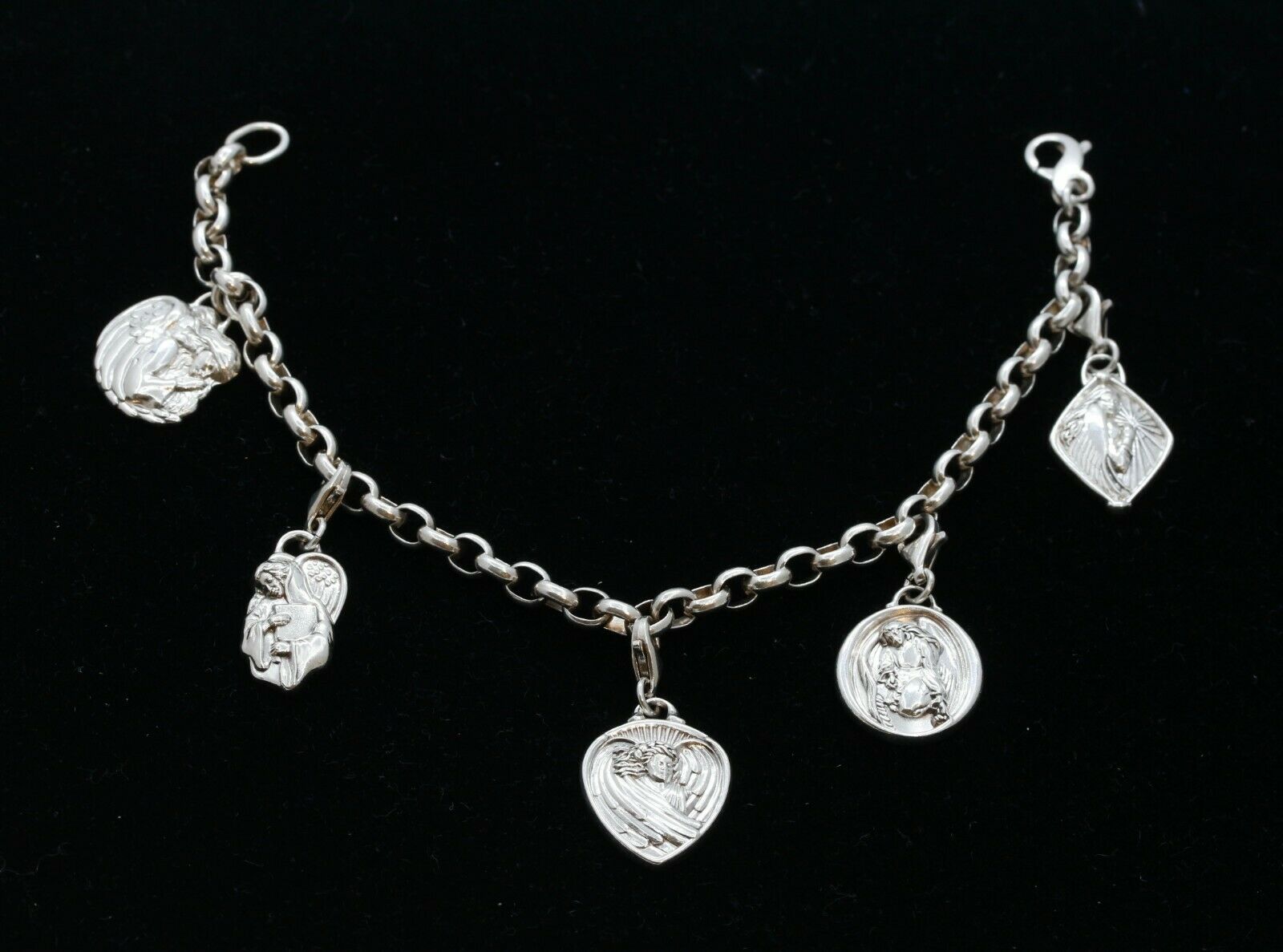 Vintage Sterling Silver Religious Charm Bracelet