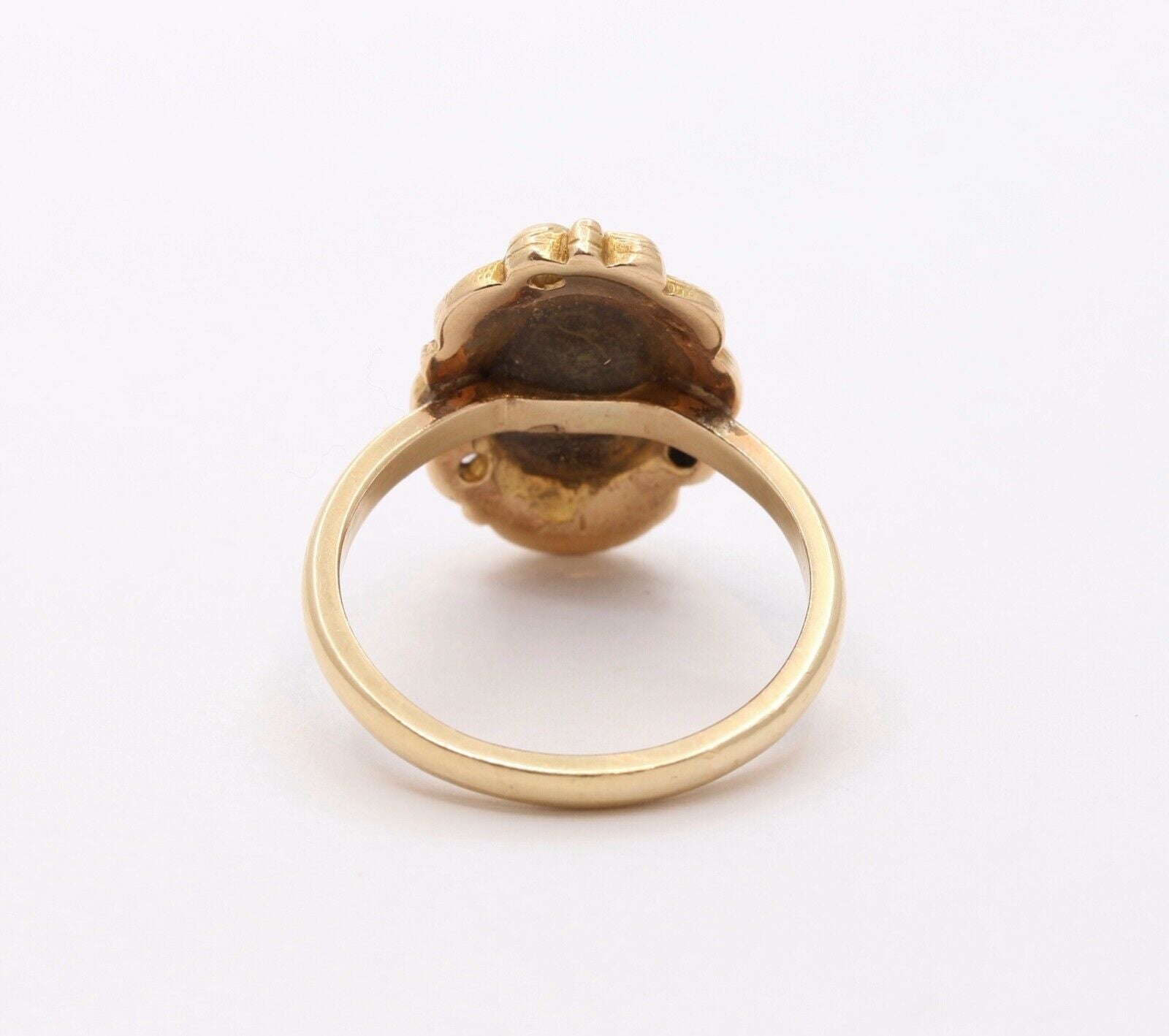 Victorian Opal Old Mine Diamonds 14K Yellow Gold Ring