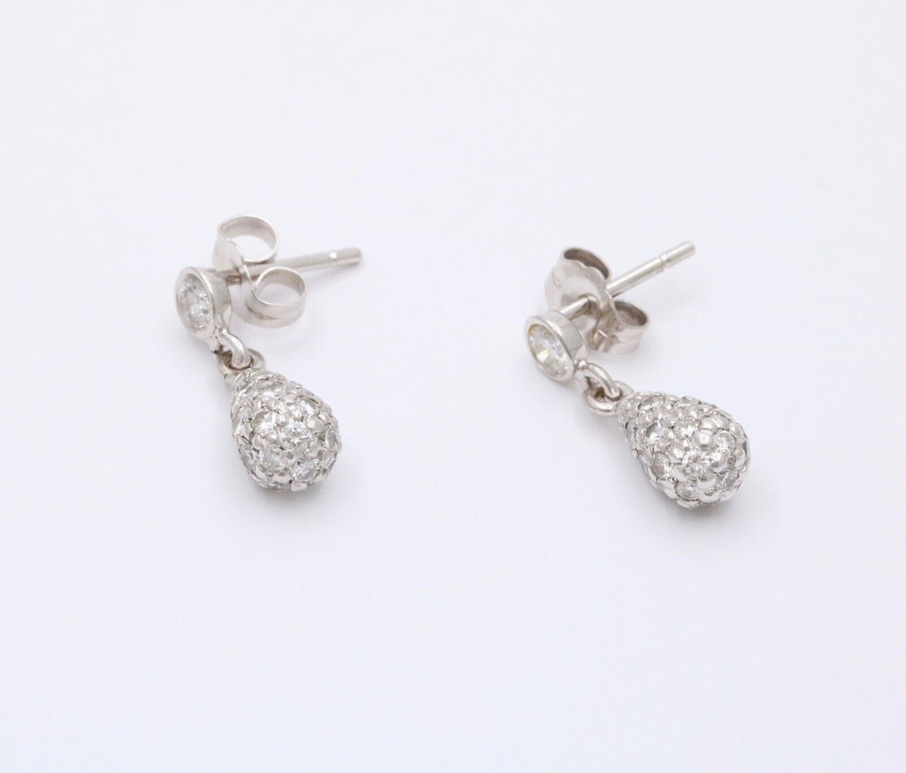 Vintage 14K White Gold Diamond Dangling Earrings