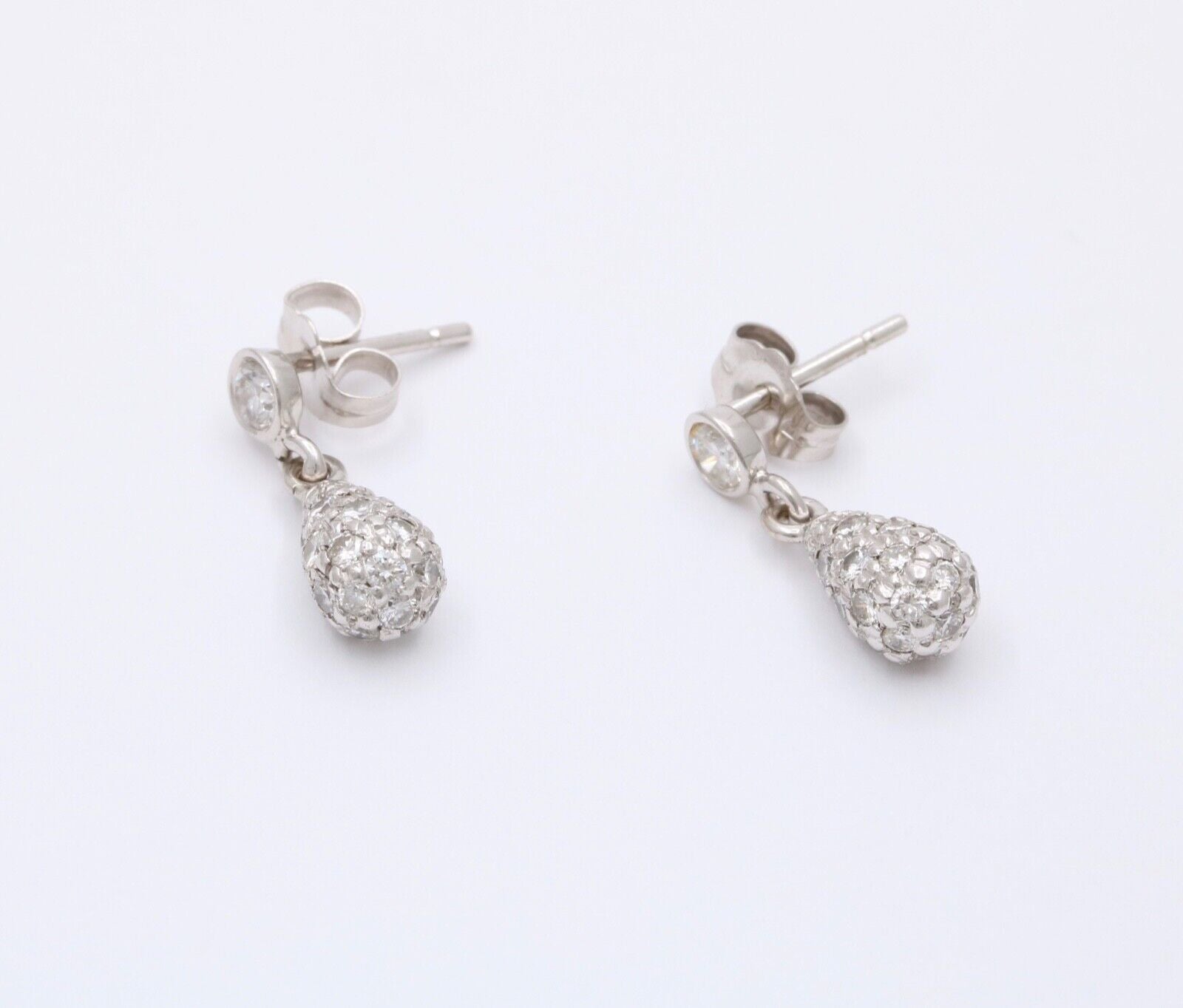 Vintage 14K White Gold Diamond Dangling Earrings
