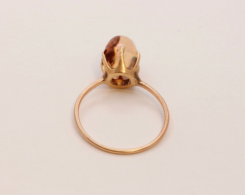 Unique Vintage Banded Agate 14K Yellow Gold Ring