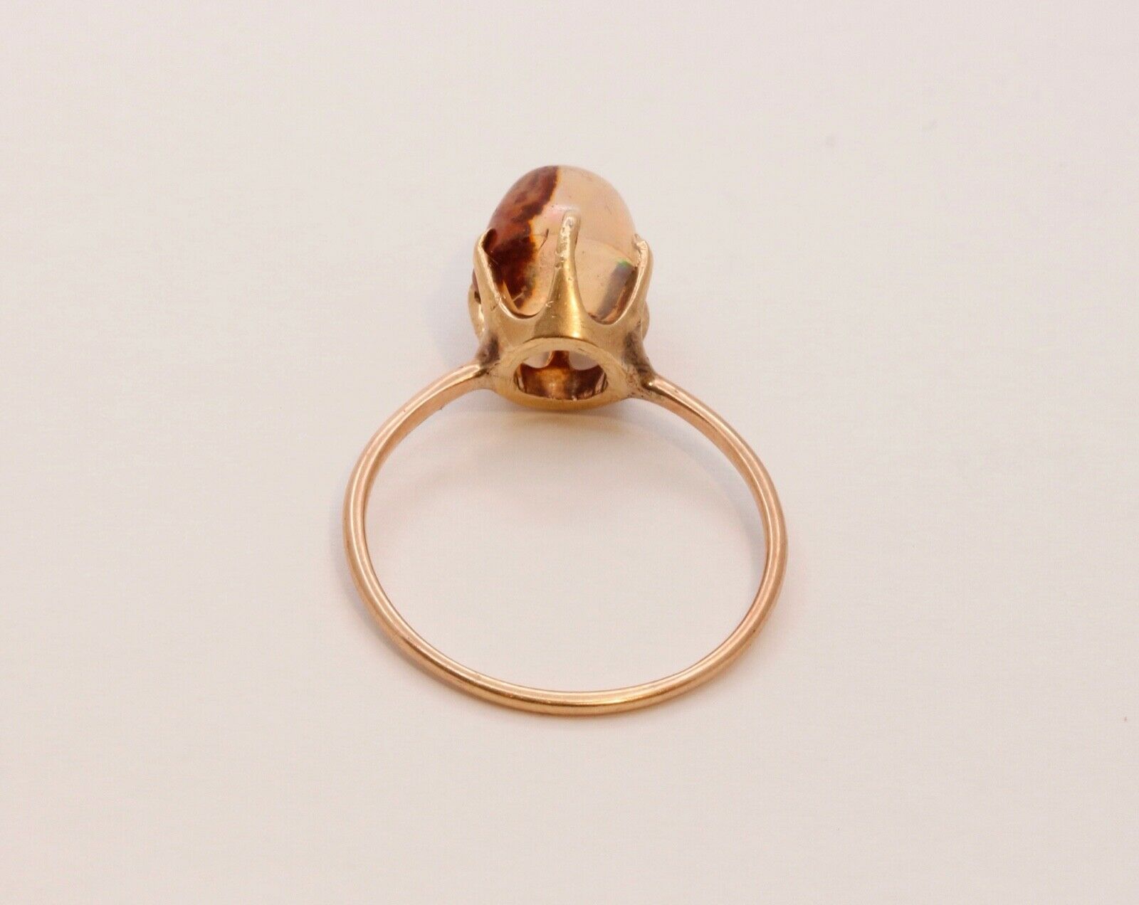 Unique Vintage Banded Agate 14K Yellow Gold Ring