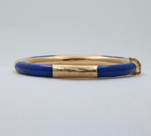 Load image into Gallery viewer, Vintage Lapis Lazuli 14K Yellow Gold Hinge Bracelet
