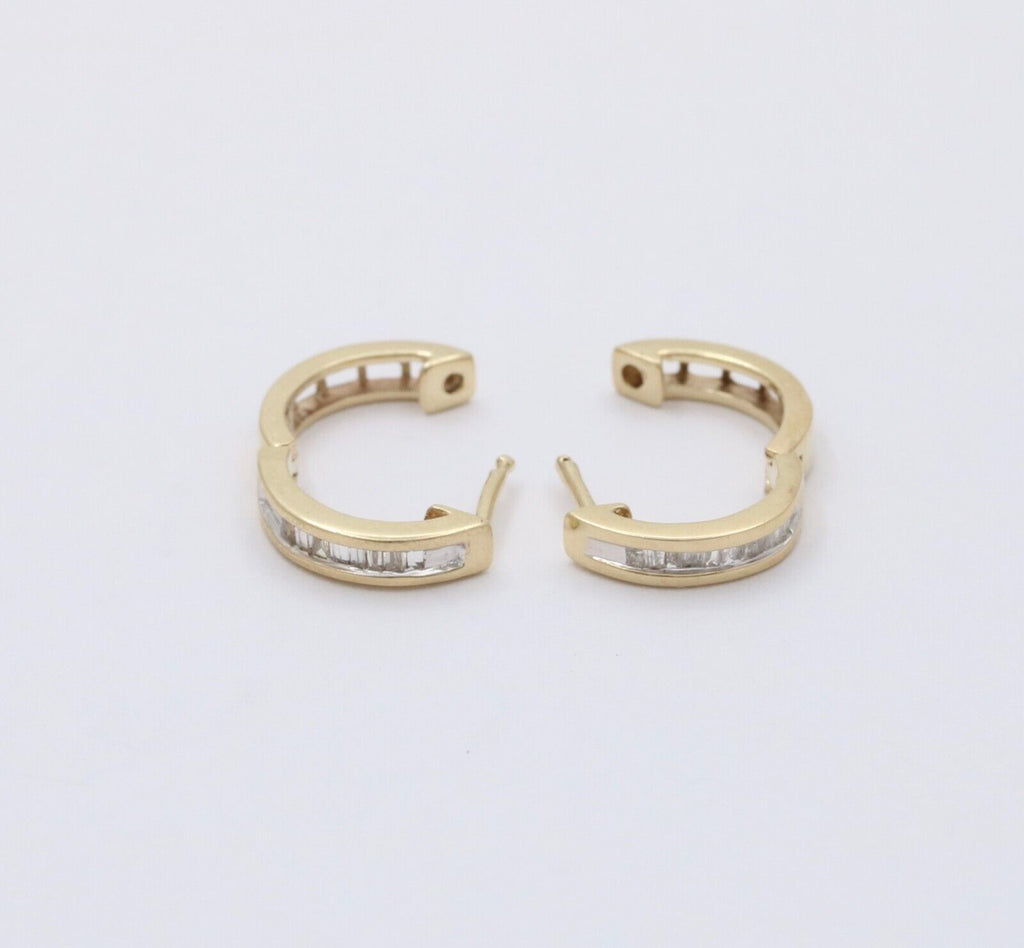 Minimize Diamond 10K Yellow Gold Small Huggies Earrings