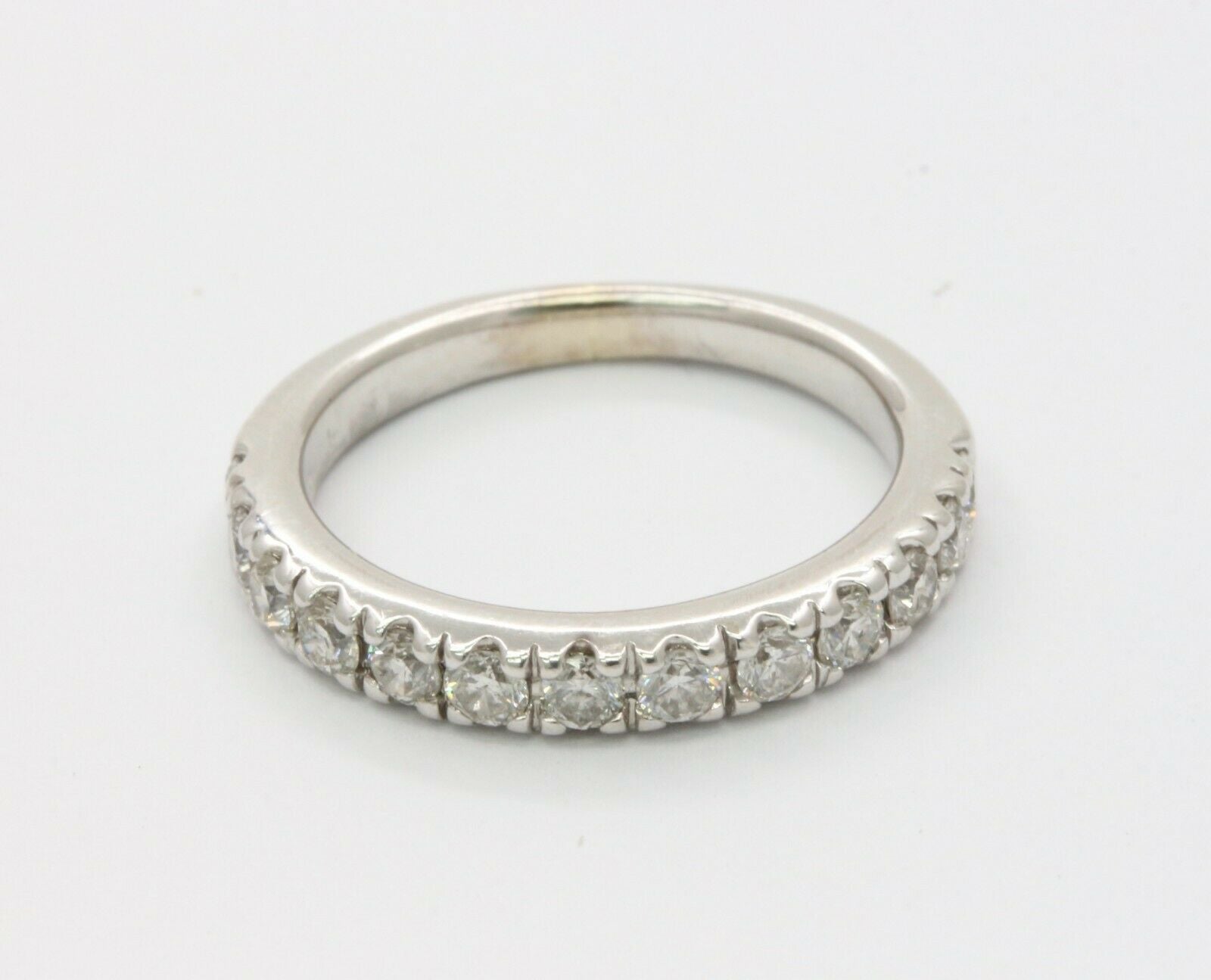 Vintage 14K White Gold Half Eternity Wedding Band