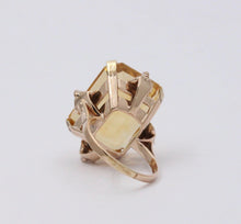 Load image into Gallery viewer, Vintage 14k Gold Large Citrine Retro Ring, Statement Ring
