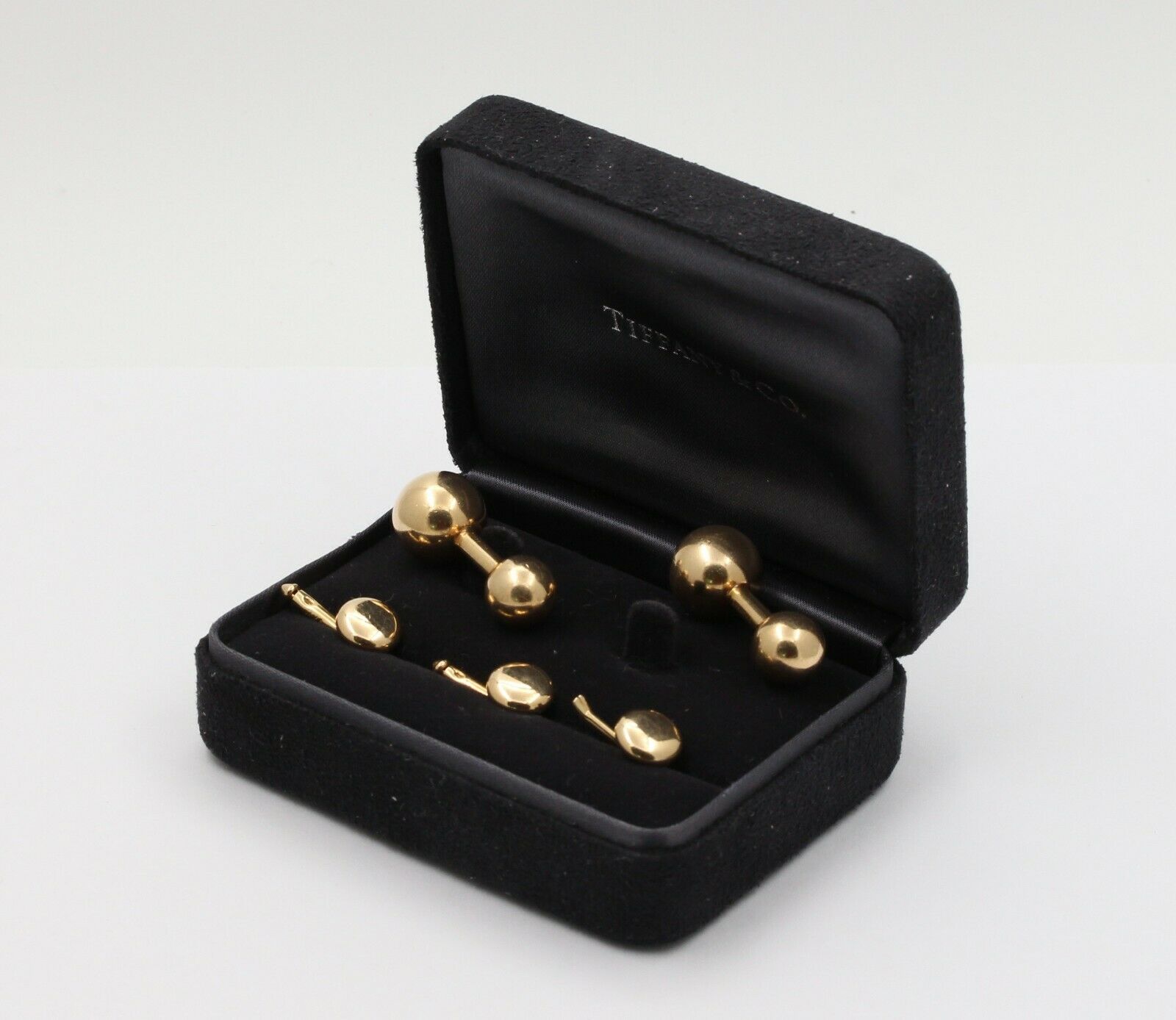 Tiffany & Co Vintage 14K Yellow Gold Barbell Cufflinks Set