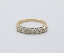 Load image into Gallery viewer, Vintage 14K Gold Seven Diamond Ring Band, Wedding Band.
