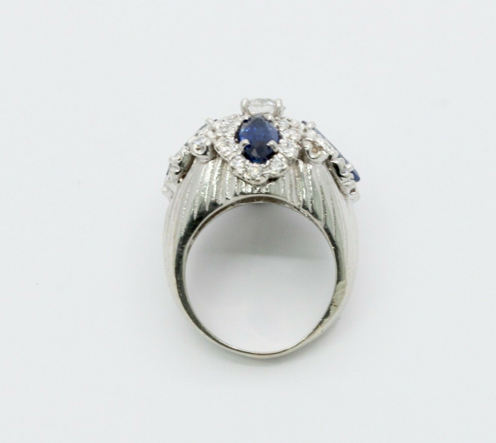 Vintage 14K White Gold Sapphire Diamond Cocktail Ring